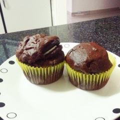 Oreo and nutella stuffed cupcakes A picture of Oreo and nutella stuffed cupcakes.