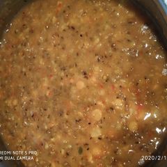 A picture of Whole moong dal(lentil soup).