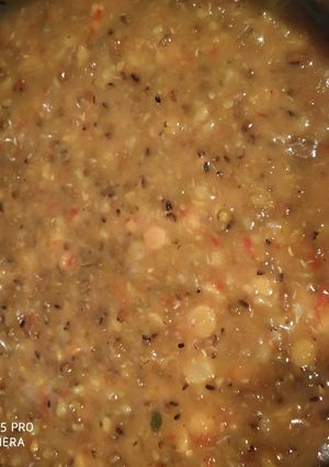 A picture of Whole moong dal(lentil soup).