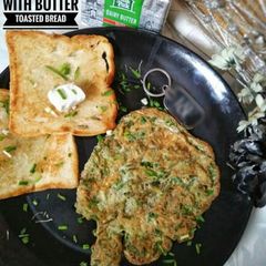 Omellete with Butter Toasted Bread A picture of Omellete with Butter Toasted Bread.