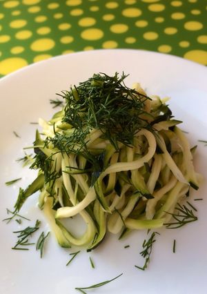A picture of Raw Zucchini Salad with Lemon and Dill.