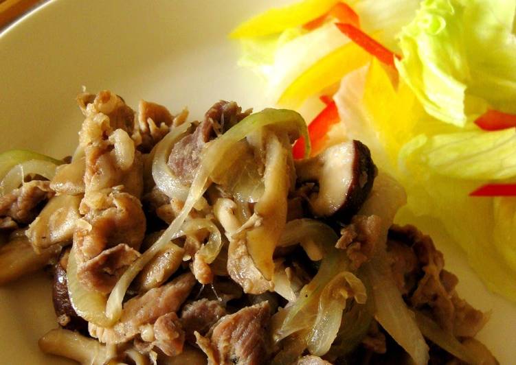 Step-by-Step Guide to Make Favorite Pan Fried, Salt and Ginger Flavored Pork and Mushroom