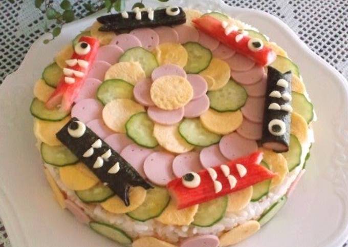 Easiest Way to Make Perfect Carp Banner Sushi Cake for Children's Day