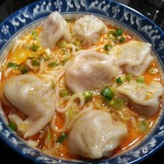 A picture of Asian Curry Noodle Dumpling Soup.