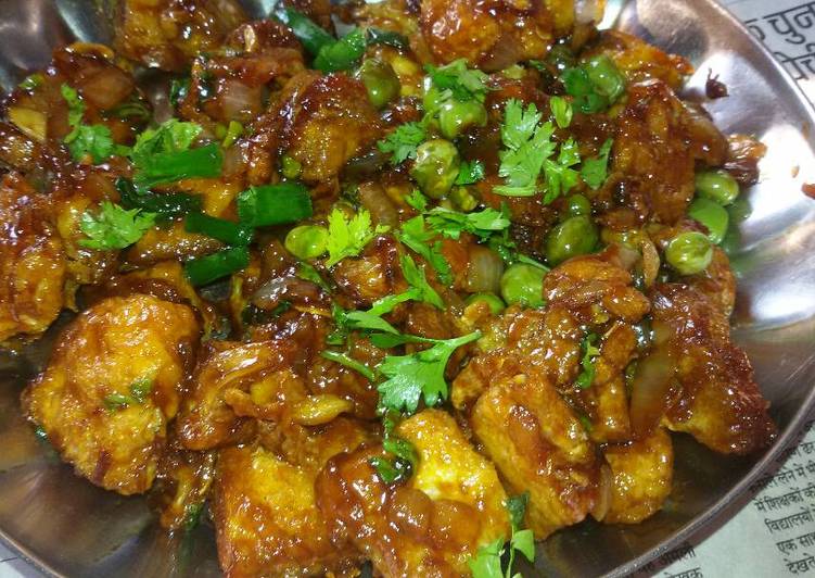 Egg fried bread and gobhi chilli(dry)