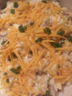 A picture of Loaded gourmet style potato salad.