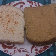 A picture of No nonsense Hummus and Peanut butter sandwich.
