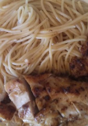 A picture of Pam's Pan fried butter&garlic chicken....