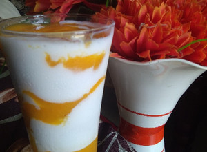 A picture of Mango whipped cream juice 😋😋.