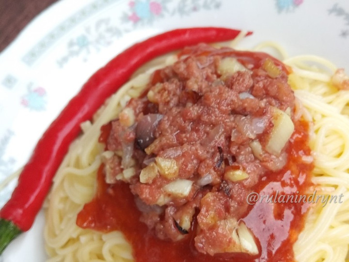 Ternyata ini lho! Resep termudah memasak Spaghetti kornet saos bolognaise  enak