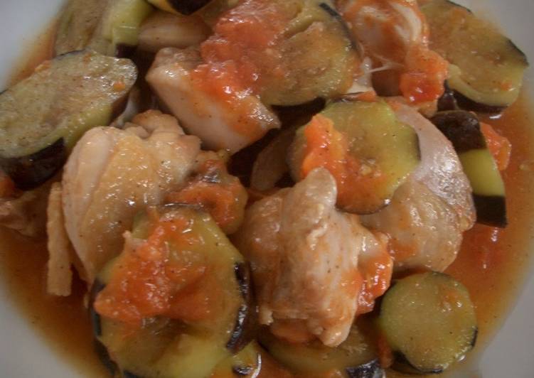 Steps to Prepare Quick A Harmony of Chicken, Aubergine and Tomato