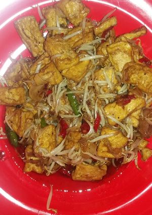 Foto resep Tumis tauge tahu pedas
