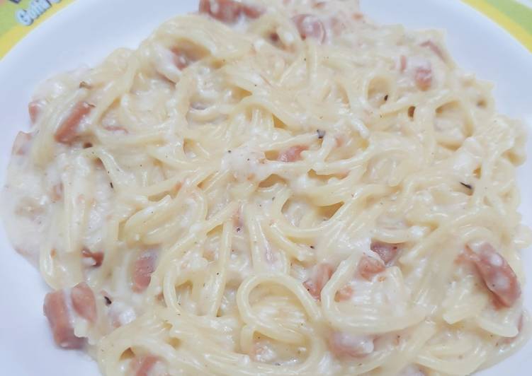 makanan Spaghetti Carbonara Simple Hemat 🍝🧀🥛 Jadi, Enak Banget