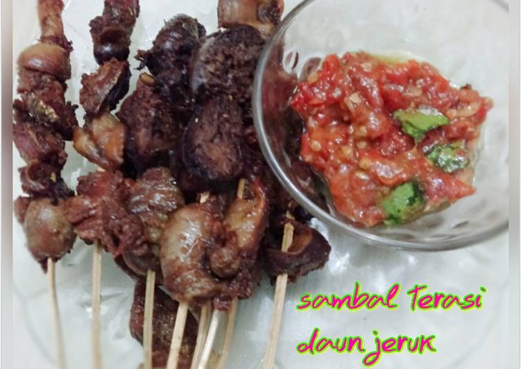 Resep 41.Sate ati ampela + sambal terasi daun jeruk yang Enak Banget