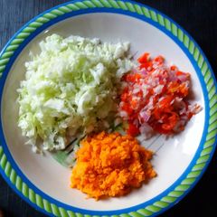 A picture of Chopped vegetables using blender.