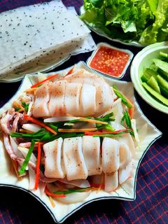 Hình của món Mực hấp hành gừng.