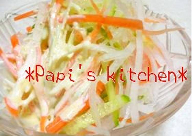 Easiest Way to Make Homemade Daikon Radish Salad with &#34;Bikkuri&#34; Mayonnaise