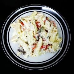 A picture of Chicken pasta salad.