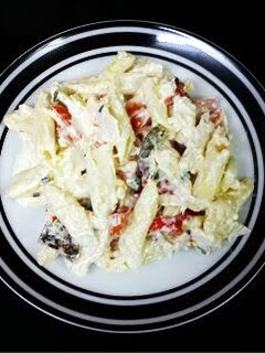 A picture of Chicken pasta salad.