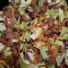 A picture of Old fashioned Kielbasa and Cabbage.