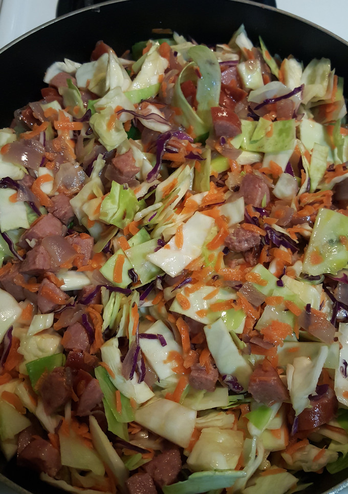 A picture of Old fashioned Kielbasa and Cabbage.