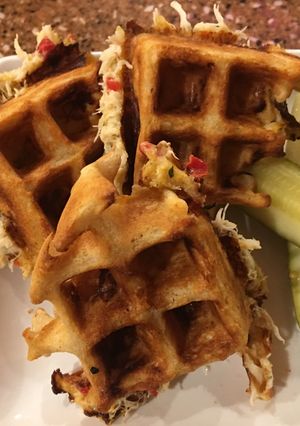 A picture of Crab stuffed waffle.