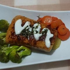 A picture of Blackened Salmon with Greek Yogurt.