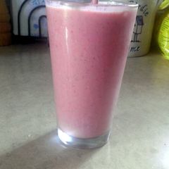 A picture of strawberry smoothie.