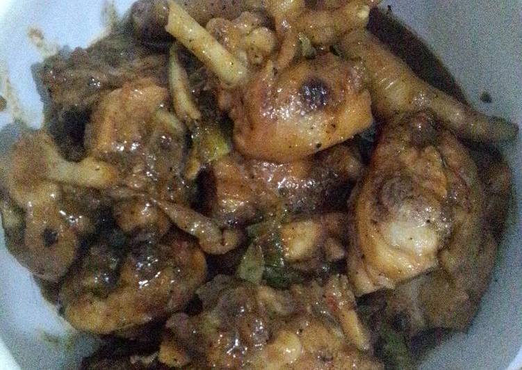 Resep Rica ayam lada hitam pedes nampol(#postingan rame2 ayam) yang Enak Banget