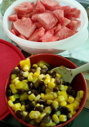 A picture of Tuna bean corn salad.