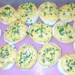 A picture of Dad's Deviled Eggs.
