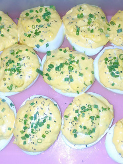 A picture of Dad's Deviled Eggs.