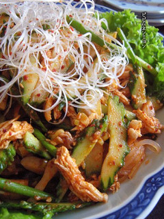 A picture of Korean-style Spicy Cucumber and Cellophane Noodle Salad.