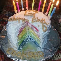 A picture of Rainbow Crepe Cake.