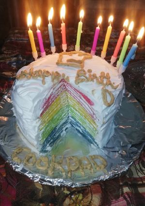 A picture of Rainbow Crepe Cake.