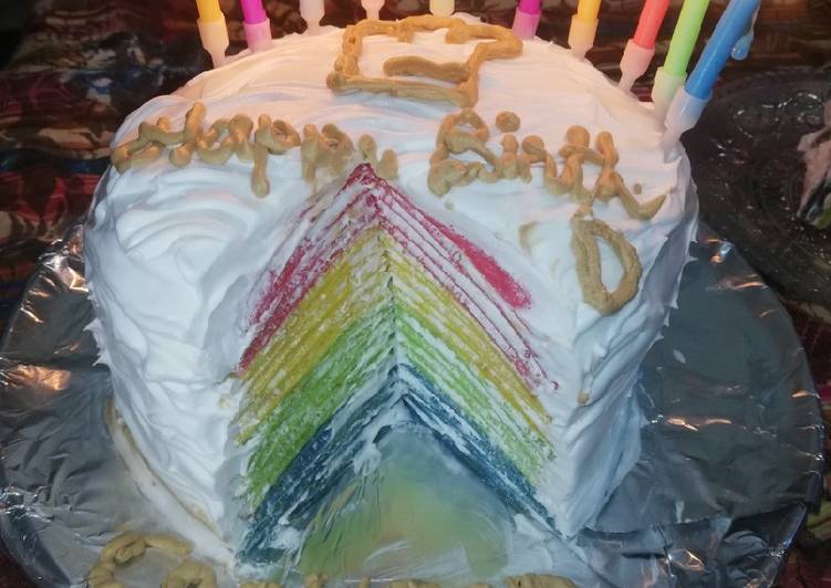 Recipe: Appetizing Rainbow Crepe Cake