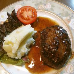 A picture of Hamburger Steaks in Butter-Soy Sauce.