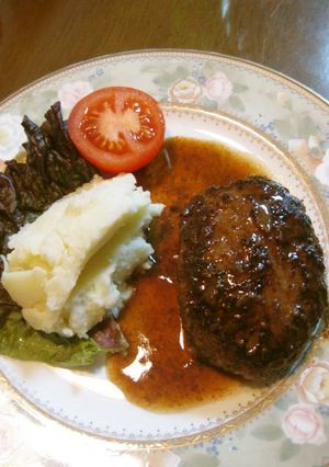 A picture of Hamburger Steaks in Butter-Soy Sauce.