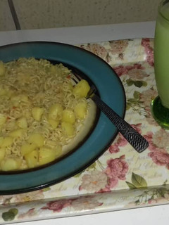 A picture of Noodles with irish potato.