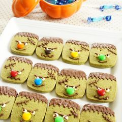A picture of Halloween Themed Frankenstein Monster Matcha Tea Cookies.