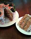 Fresh Strawberry Chiffon Layer Cake with Chocolate and Strawberry Whipped cream