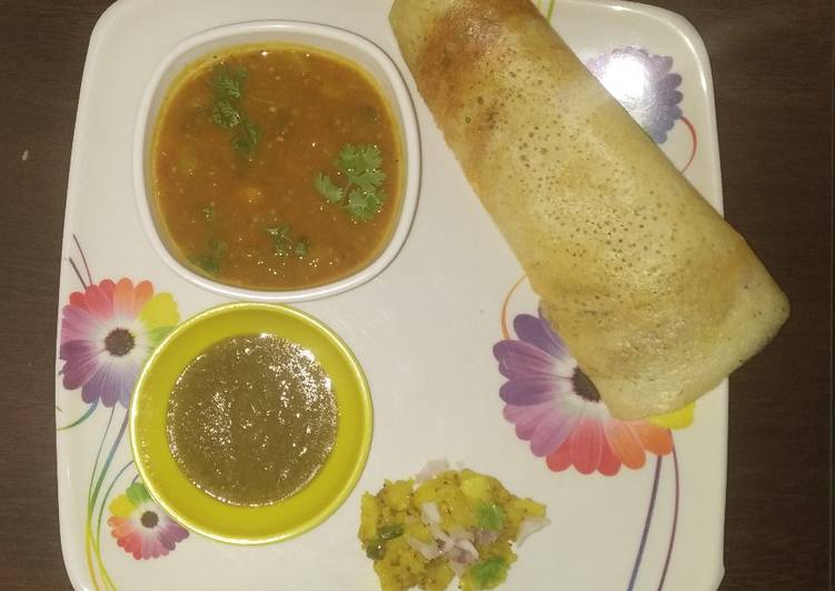 Easiest Way to Make Homemade Dosa Sambhar Platter