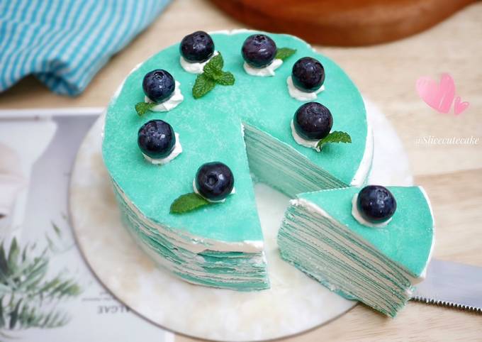 Butterfly Pea Mille Crepes / Kembang Telang Layer Crepe Cake