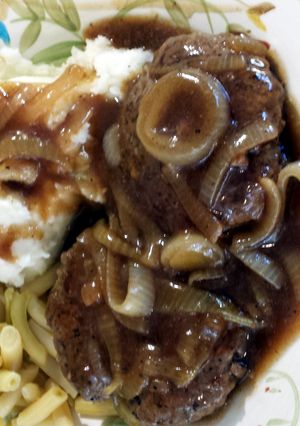 A picture of Hamburger Steak for Gluten free diets.