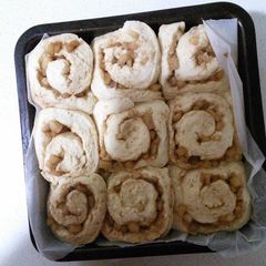 A picture of Apple and cinnamon scrolls.