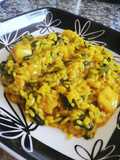 Arroz meloso con acelgas, calamar y gambitas