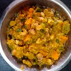 A picture of Jackfruit seed mixed veg sabzi.