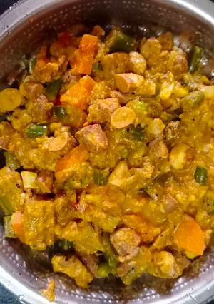 A picture of Jackfruit seed mixed veg sabzi.