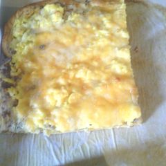 Betty's breakfast pizza A picture of Betty's breakfast pizza.