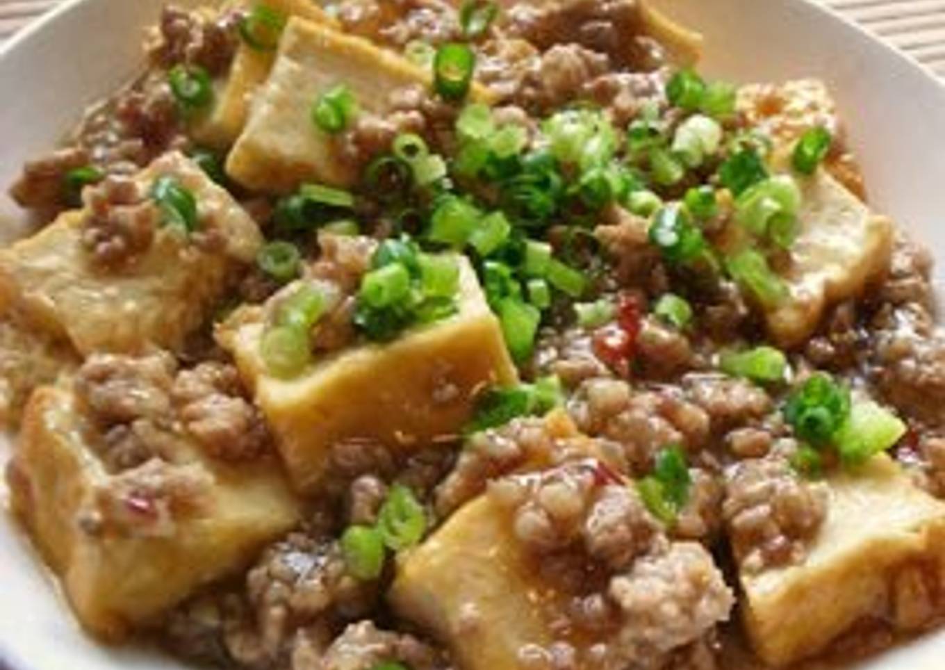 Stir-Fried Atsuage and Ground Pork